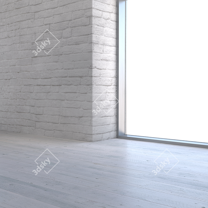 Seamless White Brick Wall Texture 3D model image 3