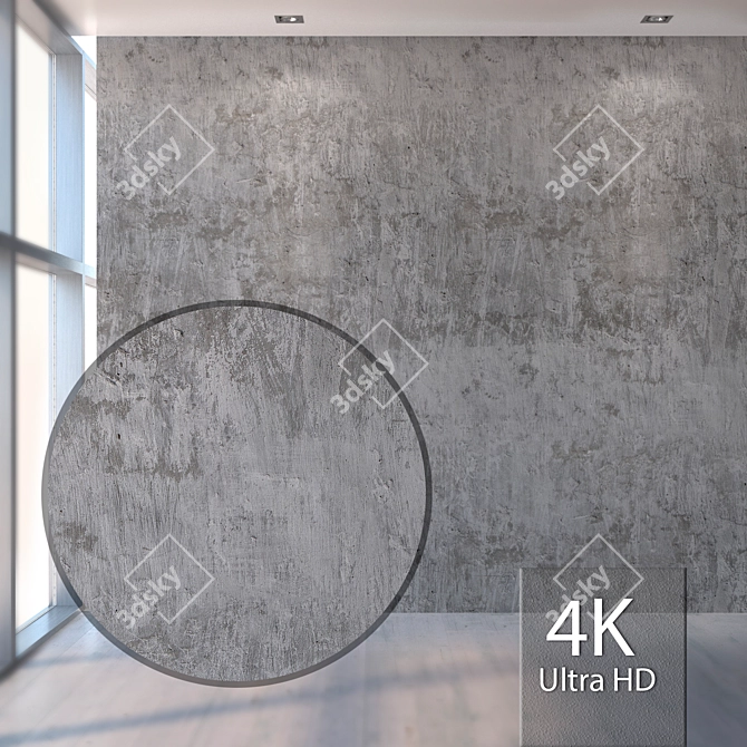 Seamless Gray Plaster Texture 3D model image 1