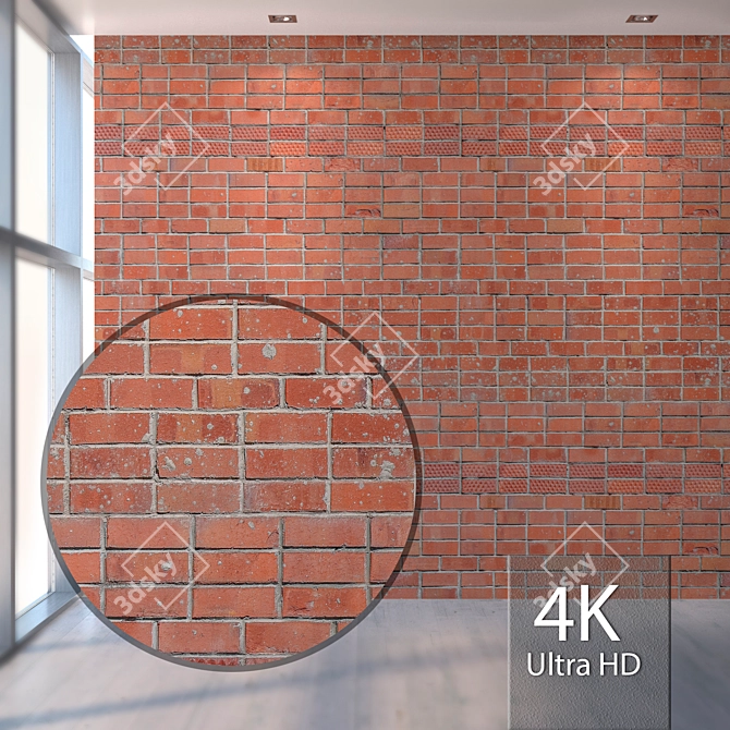 Seamless Brick Red Texture 3D model image 1