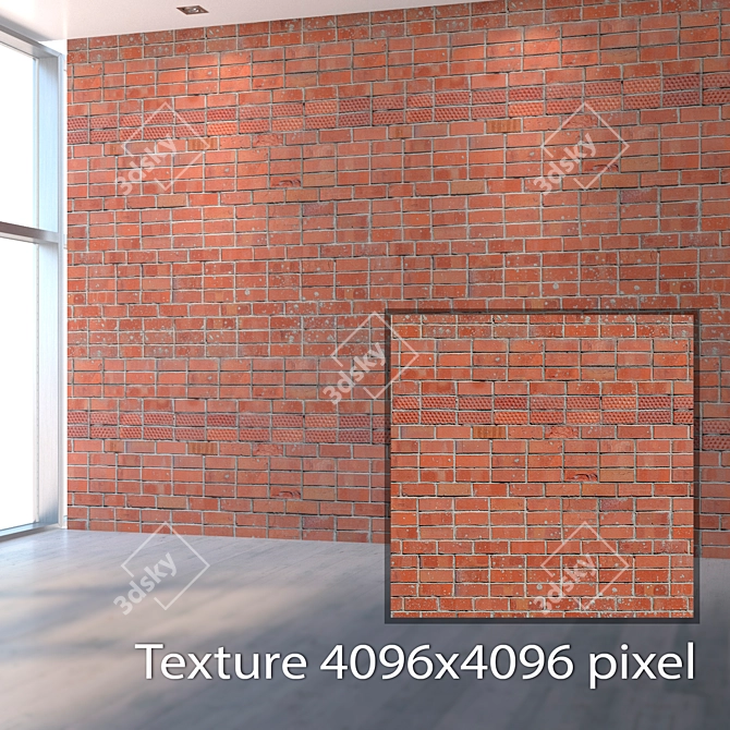 Seamless Brick Red Texture 3D model image 2