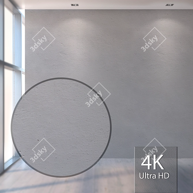 Seamless Gray Plaster Texture 3D model image 1