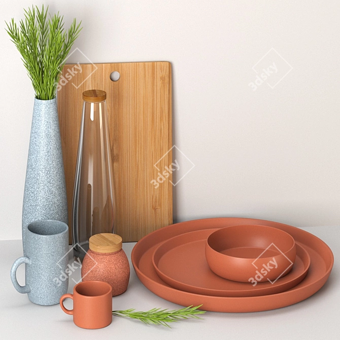 Nordic Style Dishware Set 3D model image 3