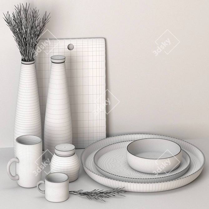 Nordic Style Dishware Set 3D model image 4