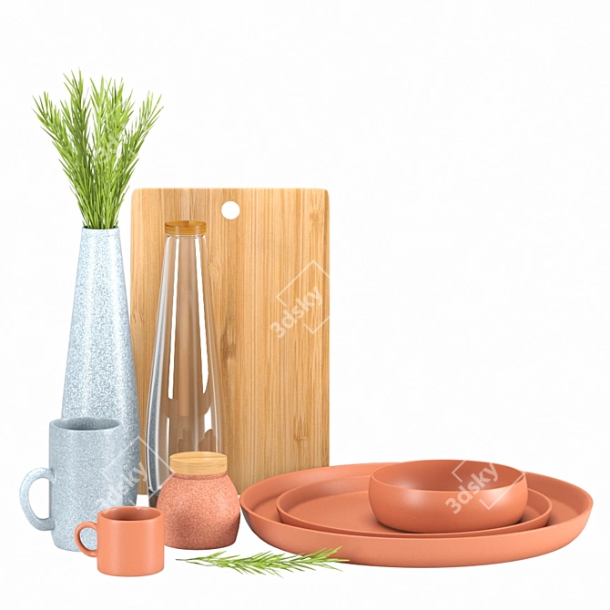 Nordic Style Dishware Set 3D model image 5