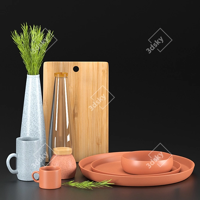 Nordic Style Dishware Set 3D model image 6