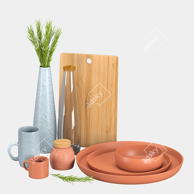 Nordic Style Dishware Set 3D model image 7