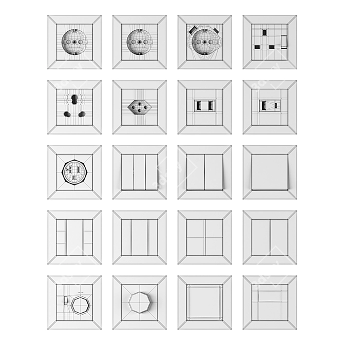 Jung A Creation Glass Set: Elegant Switches & Sockets 3D model image 4