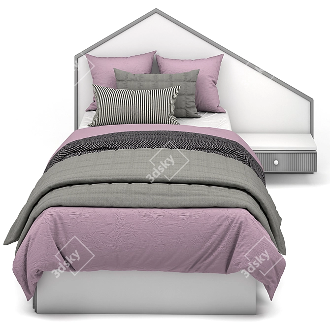 Modern 2-Color Bed Set 3D model image 2