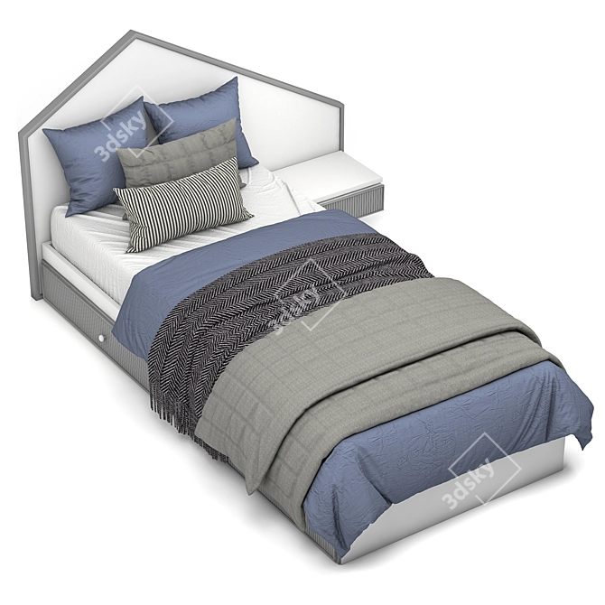 Modern 2-Color Bed Set 3D model image 3