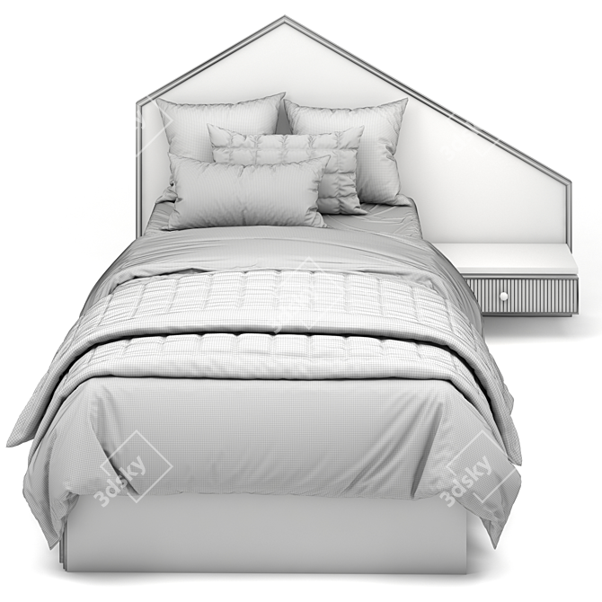 Modern 2-Color Bed Set 3D model image 4