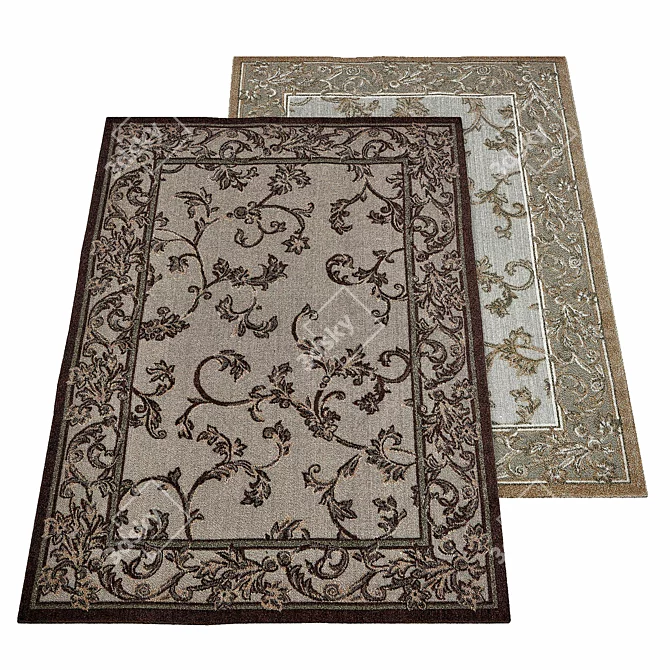 Outdoor Botanical Beige Rug 3D model image 2