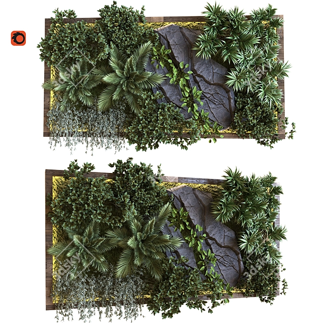 Green Wall Set: Modern and Stylish 3D model image 1