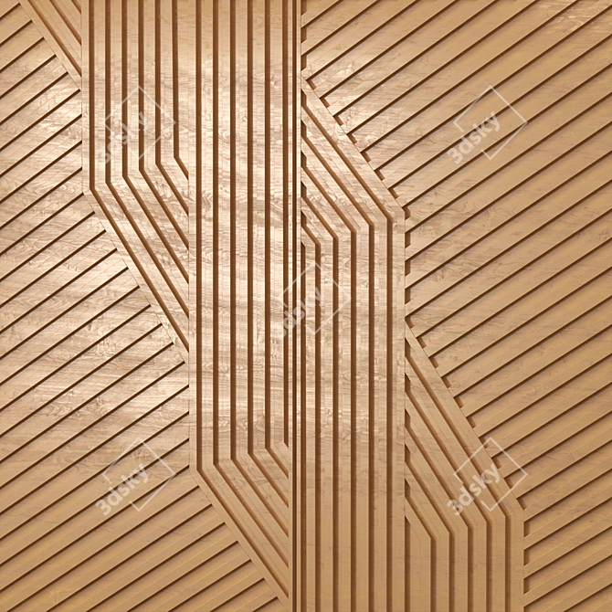 Elegant Wood Wall Decor 3D model image 3