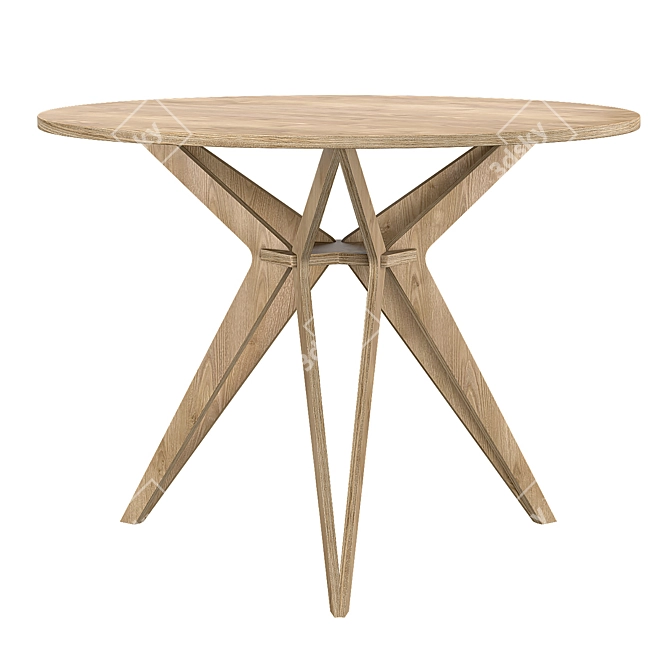 Modern Round Wooden Table 3D model image 2