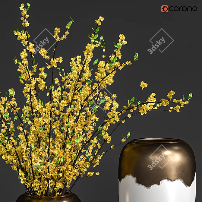 Elegant Flower Pot Bouquet 3D model image 3