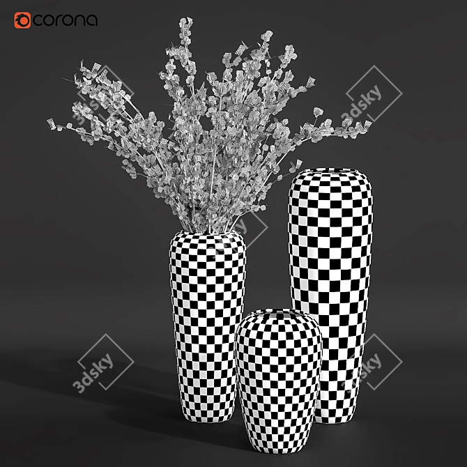 Elegant Flower Pot Bouquet 3D model image 4