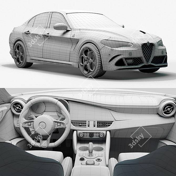 Sleek and Stylish Alfa Romeo Giulia 3D model image 5