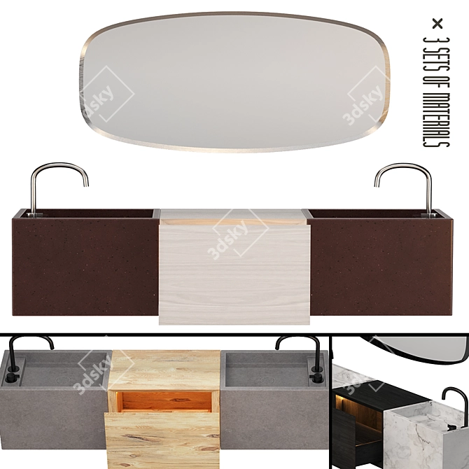 COCOON Bathroom Furniture 60: Elegant, Functional, & Versatile 3D model image 1