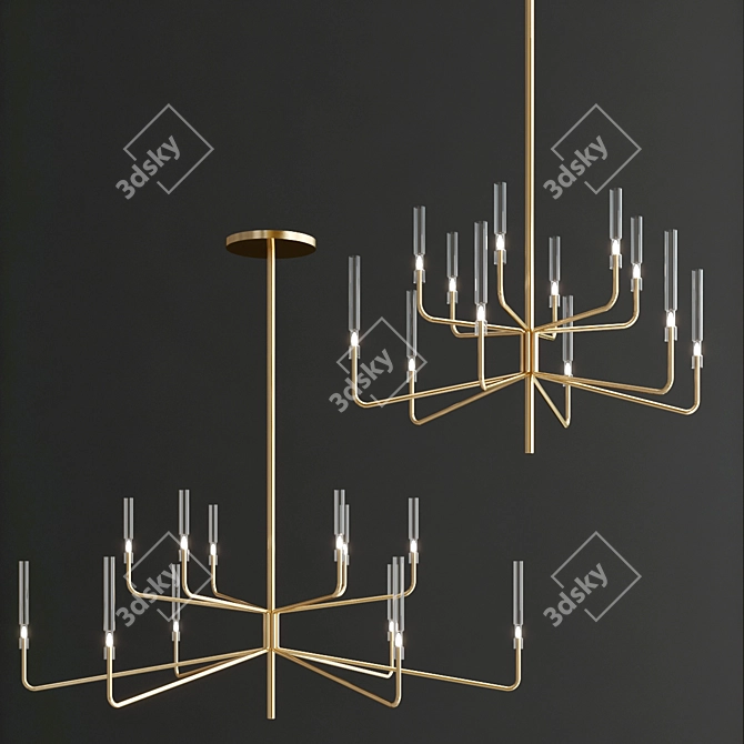 Epsilon Hanging Lamp: Hand-shaped Glass Cylinders, Dimmable Light 3D model image 1