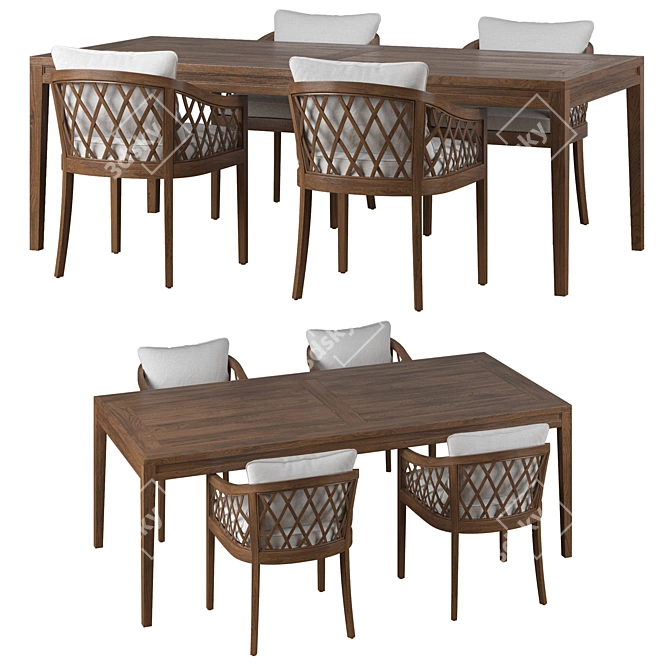 Elegant RH Greystone Dining Set 3D model image 1