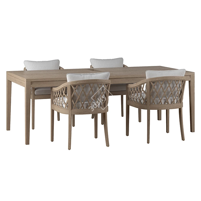 Elegant RH Greystone Dining Set 3D model image 3