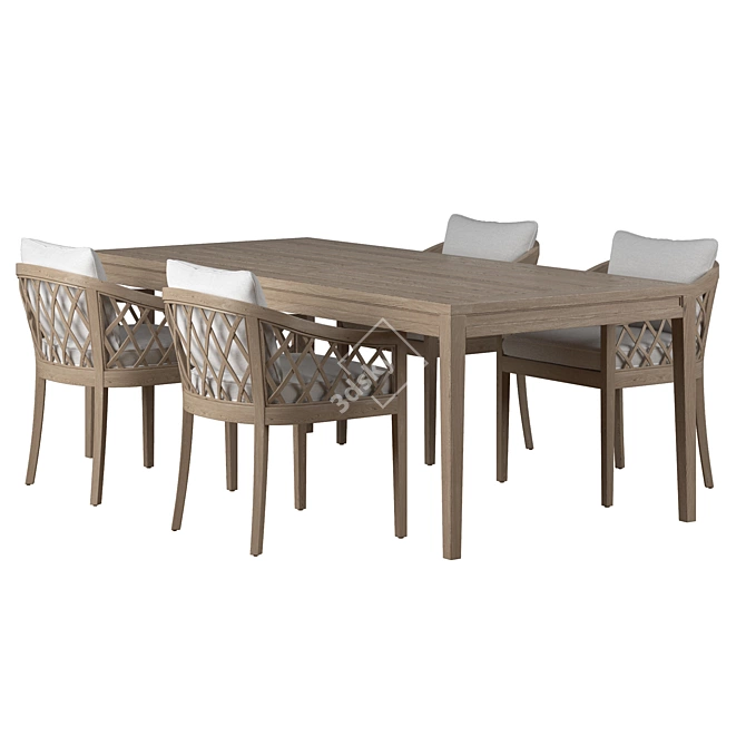 Elegant RH Greystone Dining Set 3D model image 4