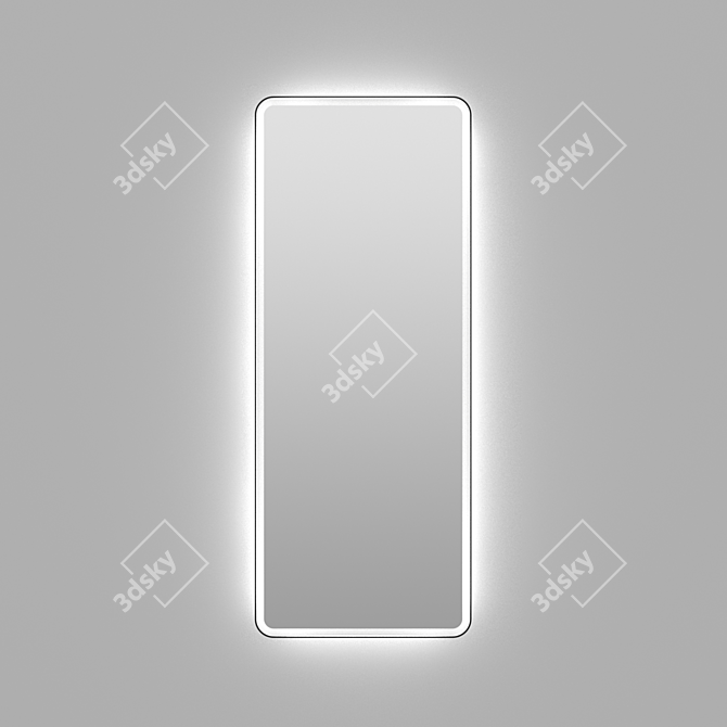 Modern Rectangular Mirror with Bright Iron Illumination 3D model image 1