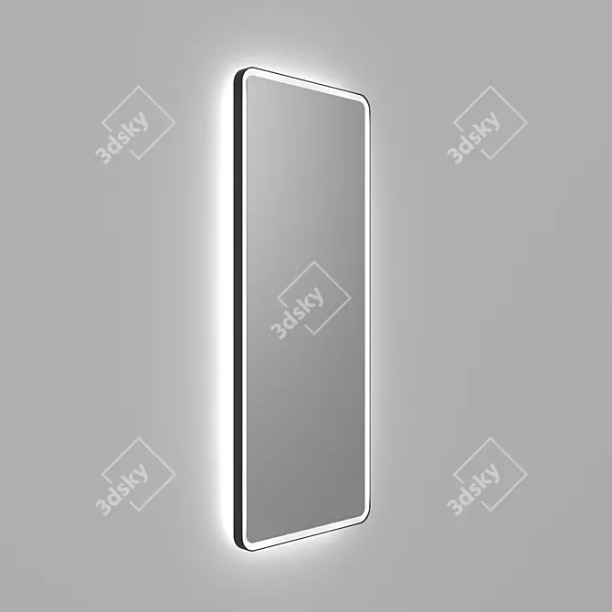 Modern Rectangular Mirror with Bright Iron Illumination 3D model image 2