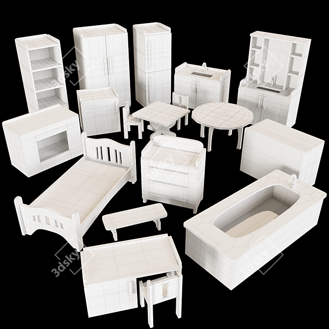 Mini Plywood Dollhouse Kit 3D model image 4
