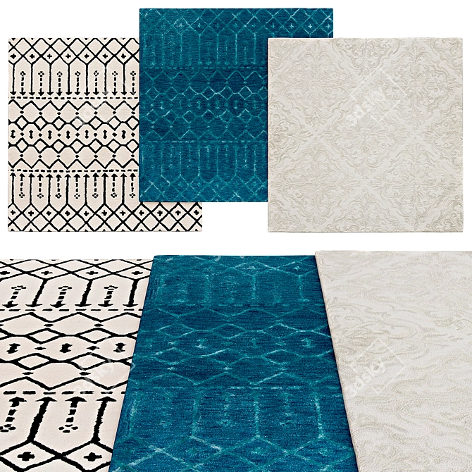 Square Rugs Collection | 028  Sleek and durable rugs with multiple size options. 3D model image 1