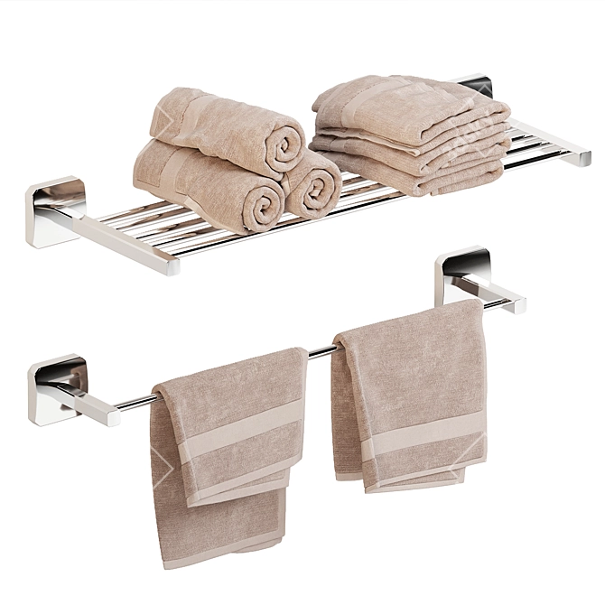 Luxury Bath Towel Set 3D model image 1