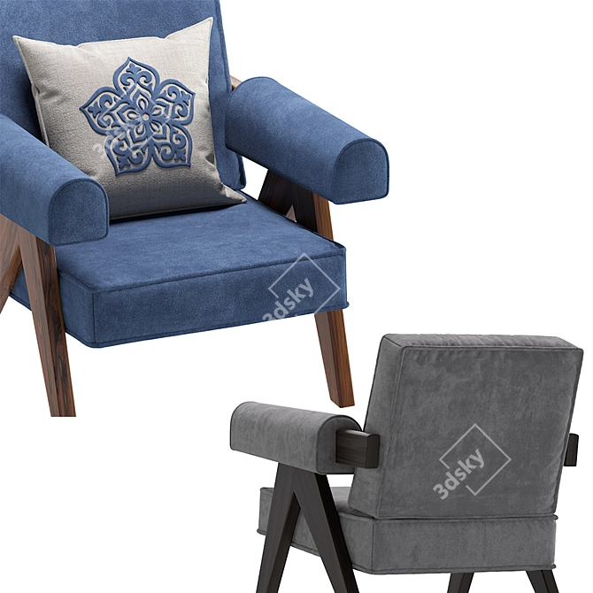 Mid-Century Teak Capitol Armchair 3D model image 2