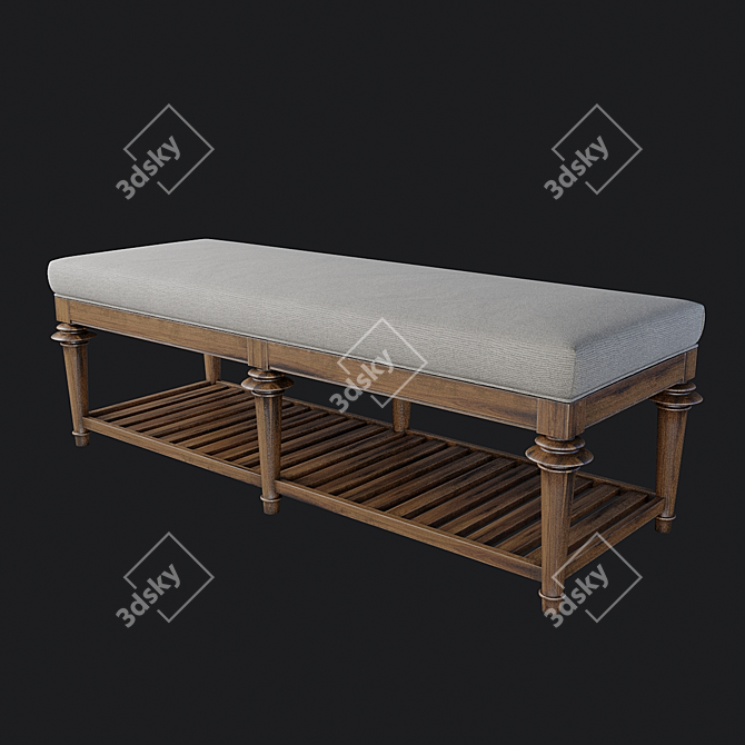 Cozy Gray Cushioned Bed Bench 3D model image 1