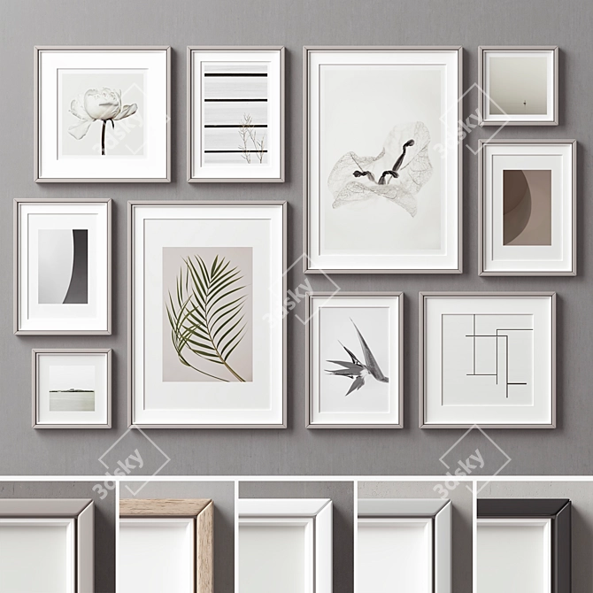 Versatile 10-Piece Picture Frame Set 3D model image 1