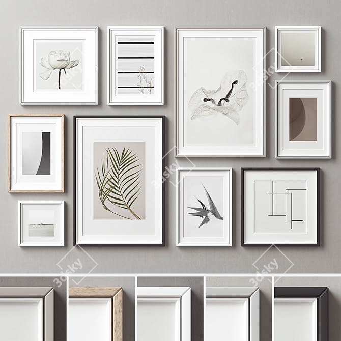 Versatile 10-Piece Picture Frame Set 3D model image 2