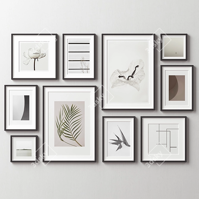 Versatile 10-Piece Picture Frame Set 3D model image 3