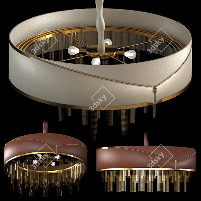 Elegant Leather Gold Chandelier 3D model image 2