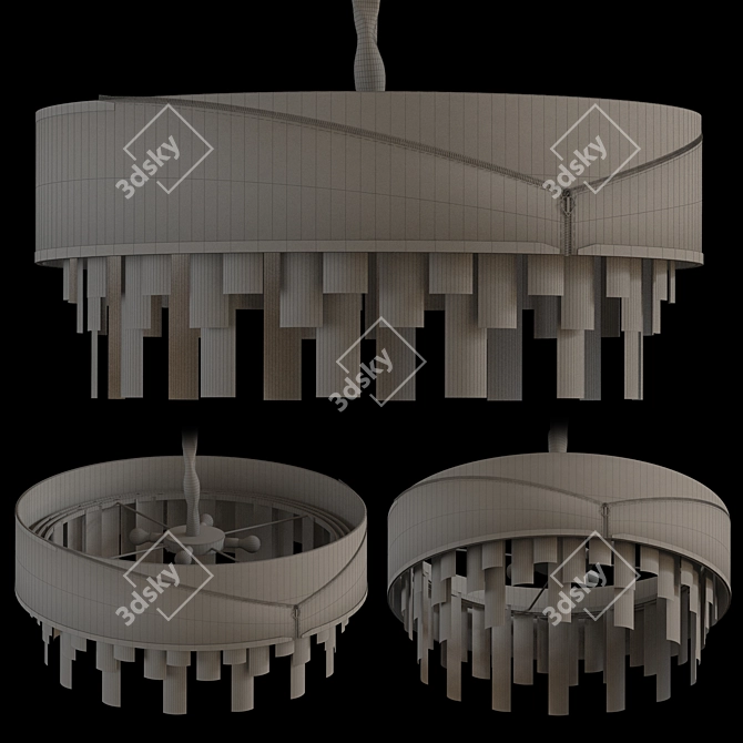 Elegant Leather Gold Chandelier 3D model image 3