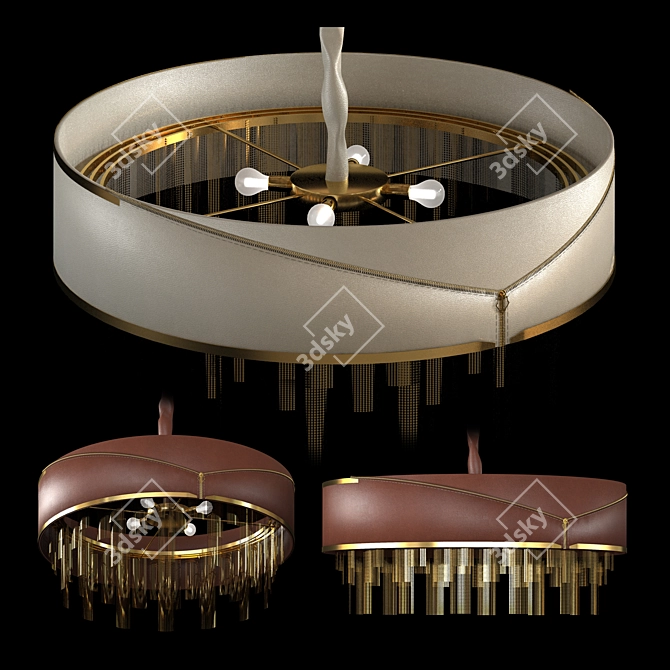 Elegant Leather Gold Chandelier 3D model image 6