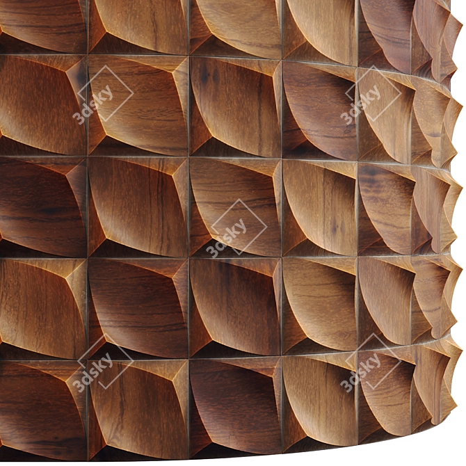 Wooden 3D Panel 01 S | PBR | 4K 3D model image 2