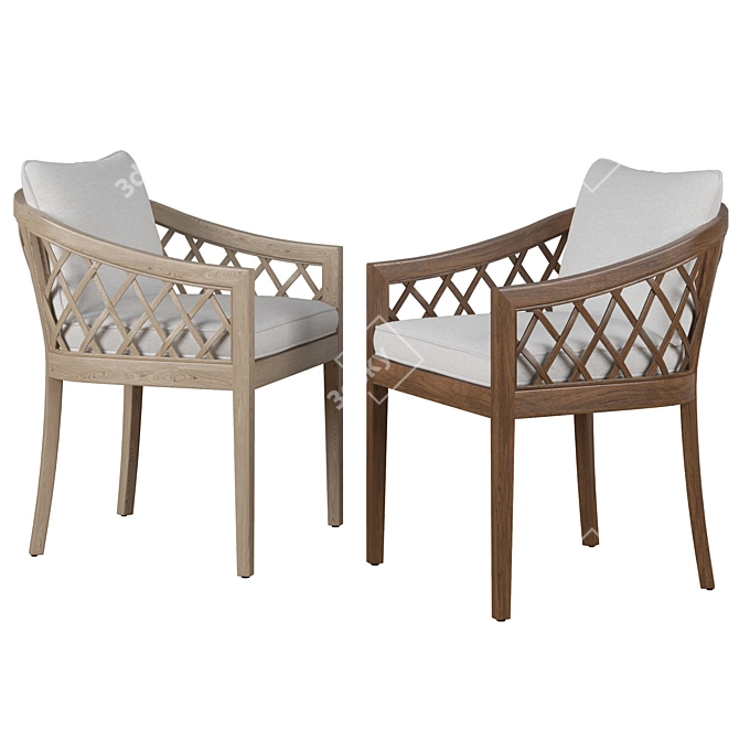 Elegant RH Greystone Dining Armchair 3D model image 2