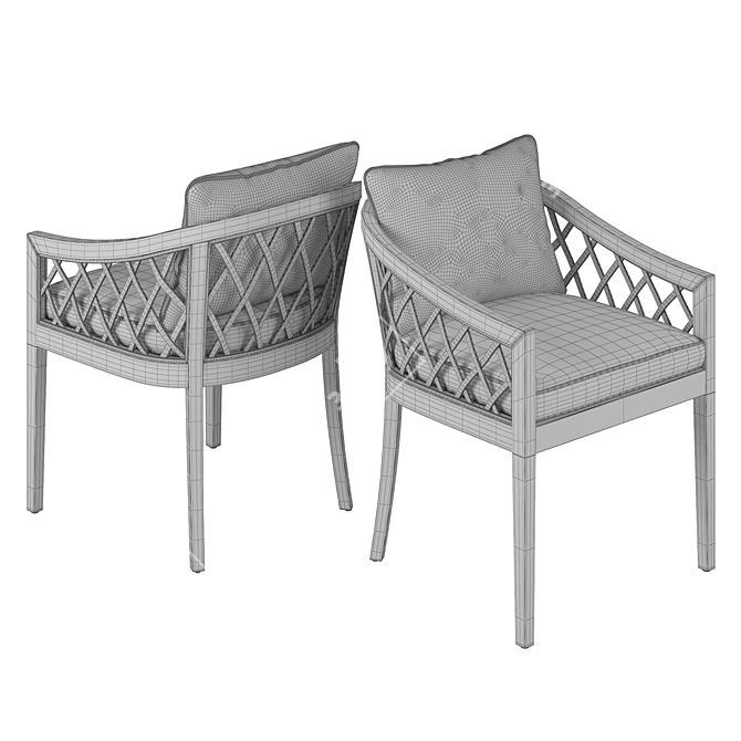 Elegant RH Greystone Dining Armchair 3D model image 5