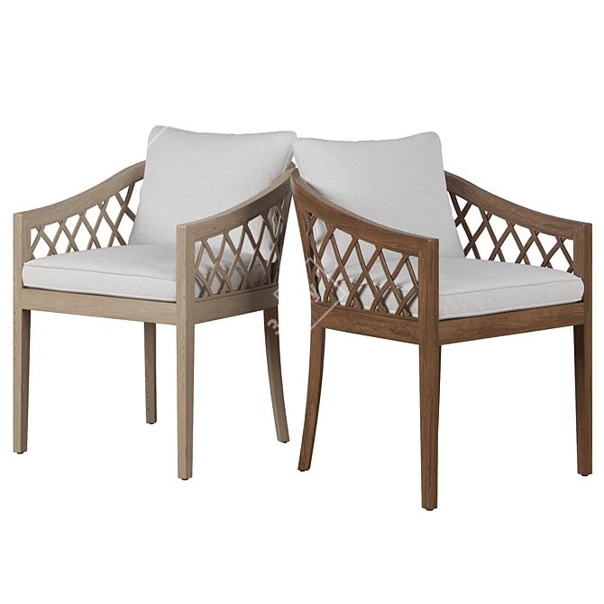 Elegant RH Greystone Dining Armchair 3D model image 7