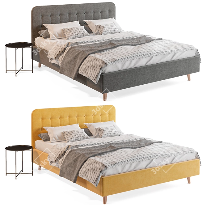 Dins 160 Divan Bed with Side Table 3D model image 2