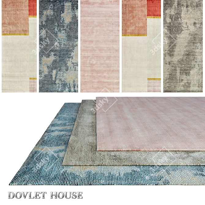 Title: DOVLET HOUSE Carpets - Set of 5 (Part 578) 3D model image 2