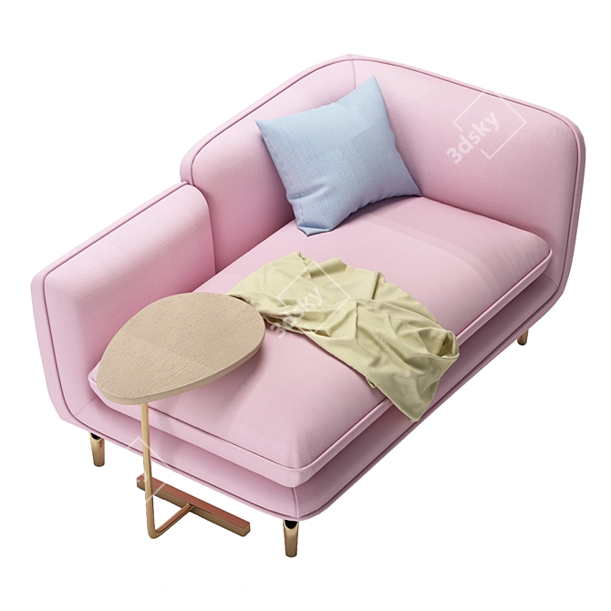 Pink Cotton&Linen Loveseat Set 3D model image 2