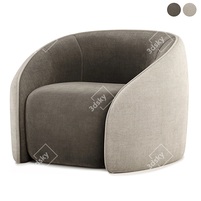 Elegant BALOO Armchair for 3D Software 3D model image 1