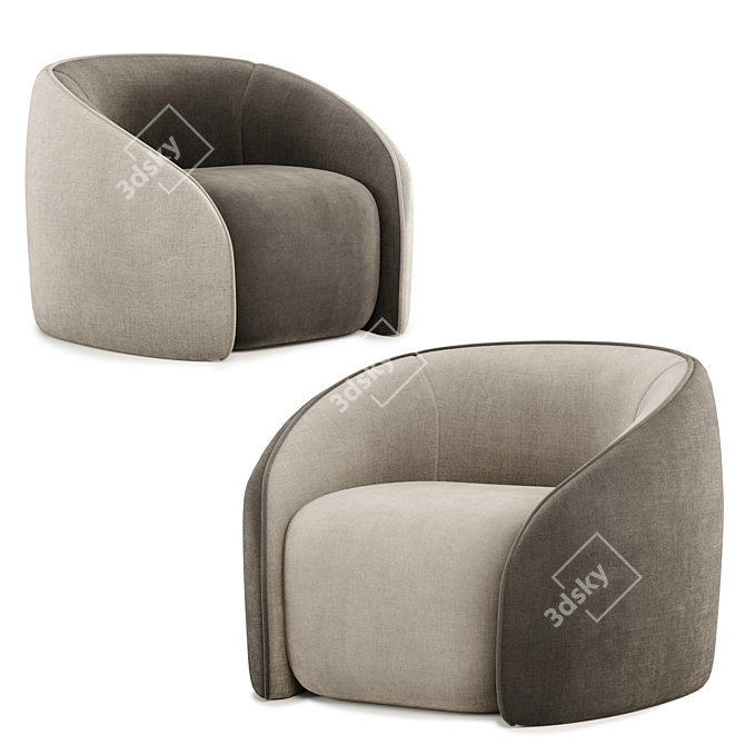 Elegant BALOO Armchair for 3D Software 3D model image 2