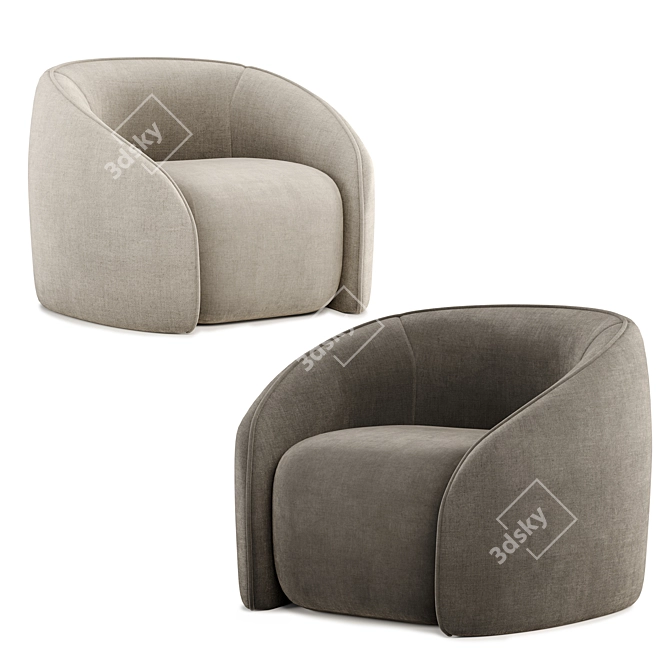 Elegant BALOO Armchair for 3D Software 3D model image 3