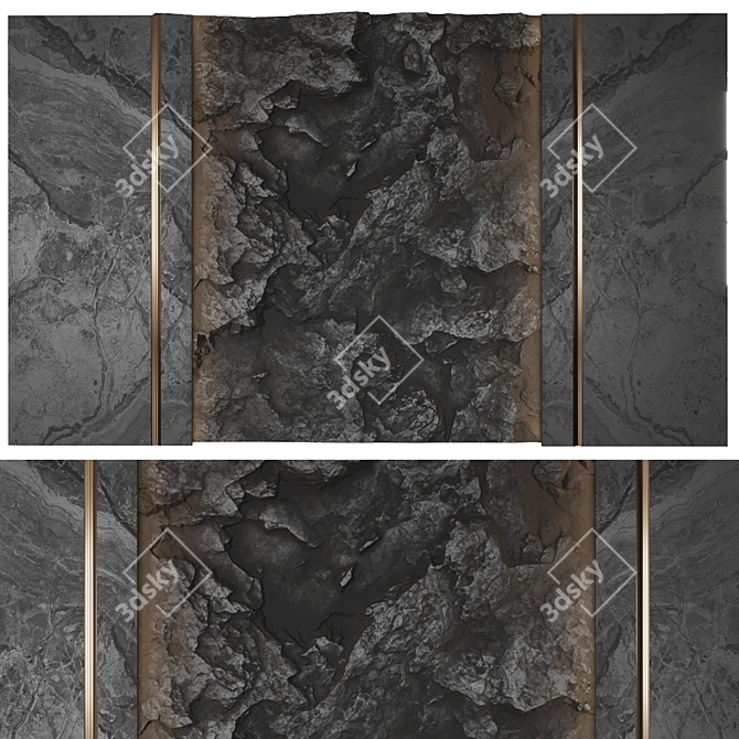 Black Rock Wall Panel 3D model image 1